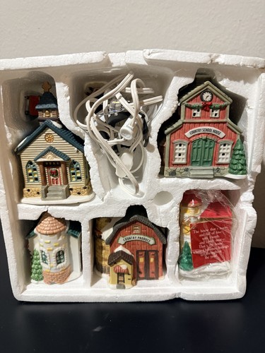 Porcelain lighted village set - porcelain,